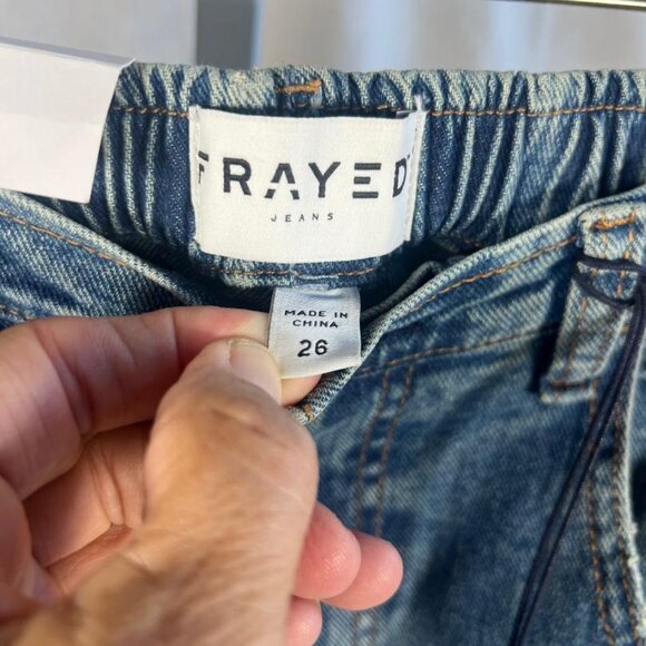 NWT Frayed Super High Crop Barrel Jeans in Province - Size 26 - Picture 4 of 11